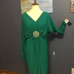 Designer Emerald Green Luxury Dress 14 W